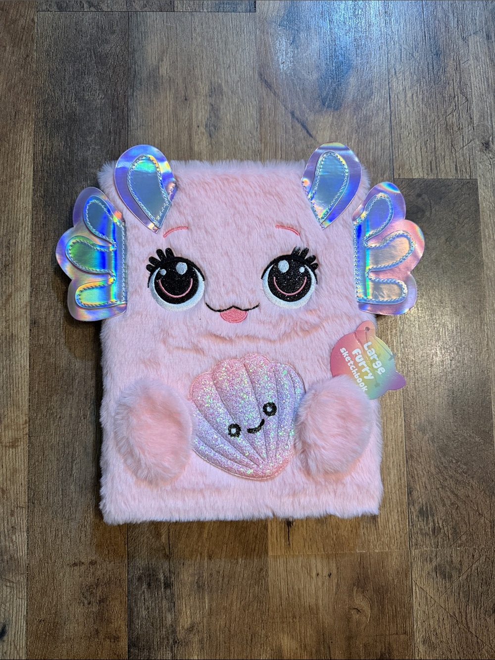Axolotl Plush Pink Mermaid shimmer Shell 8.5x11.5 sketchbook NWT